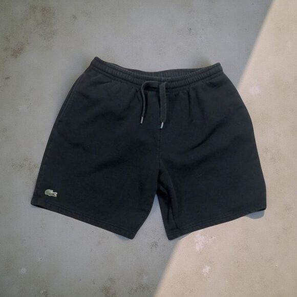 Lacoste Regular Fit Mens Black Fleece Drawstring  Shorts With Pockets Sz 7 XXL - Picture 2 of 7